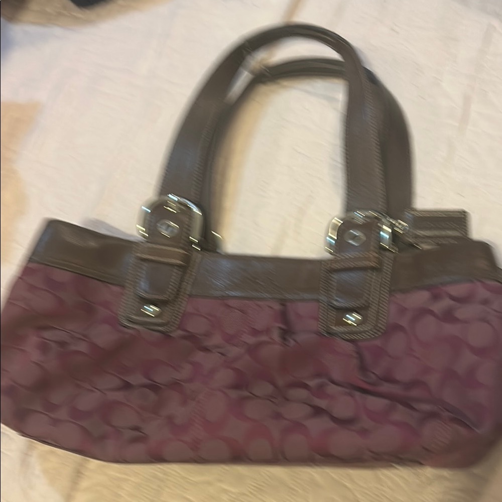 Coach Brown and Purple Shoulder Bag with matching wallet
